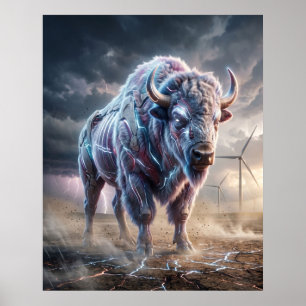 Affiche Plaines tempête de bison hologramme