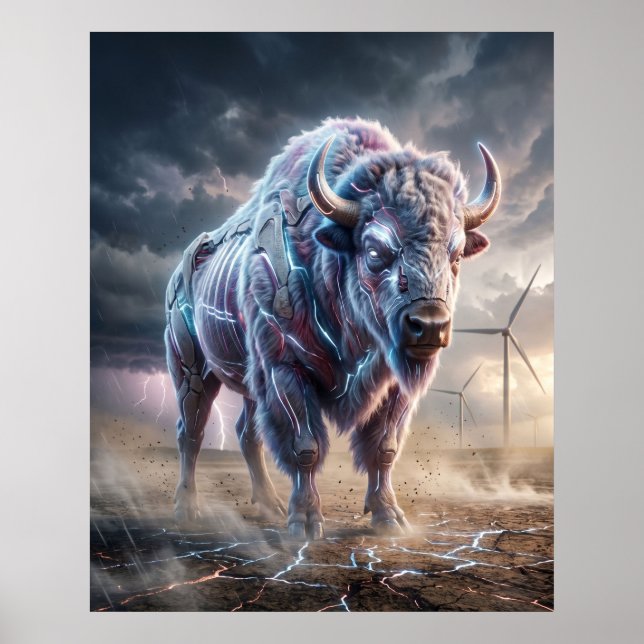 Affiche Plaines tempête de bison hologramme (Devant)
