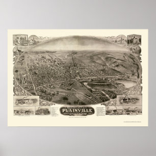 Affiche Plainville, carte panoramique de CT - 1907