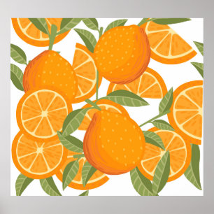 Affiche Plaisir aux agrumes : Motif aux fruits orange