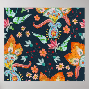 Affiche Plaisir floral : Aquarelle texture de fleurs