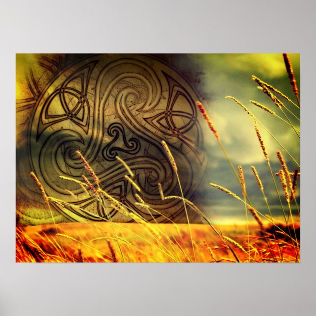 Affiche Plakat, Poster, Triskele celtique, Natur, Feld, Gr (Devant)