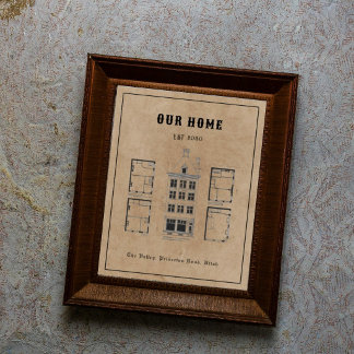 Affiche Plan d'architecture de maison personnalisé de styl
