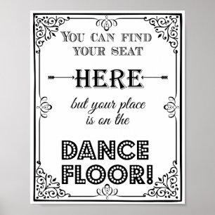 Affiche plan d'assise de la piste de danse mariage ou sign