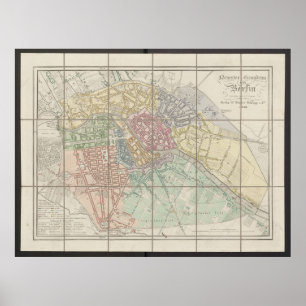 Affiche Plan de Berlin, Neuester Grundriss, Allemagne