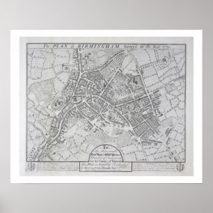 Affiche Plan de Birmingham, 1731, publié 1789 (gravin