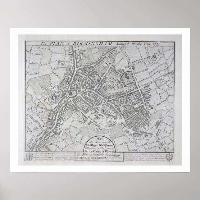 Affiche Plan de Birmingham, 1731, publié 1789 (gravin (Devant)