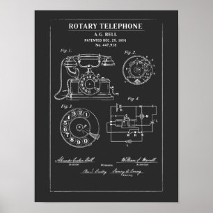 Affiche Plan de brevet de téléphone rotatif