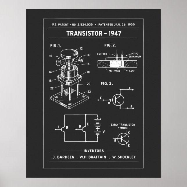 Affiche Plan de brevet de transistor (Devant)