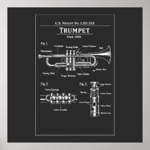 Affiche Plan de brevet de trompette
