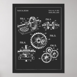 Affiche Plan de conception d'engrenages industriels