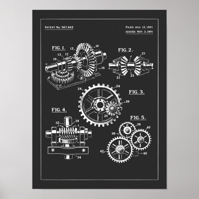 Affiche Plan de conception d'engrenages industriels (Devant)
