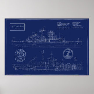 Affiche Plan de croiseur CLG-4 USS Little Rock