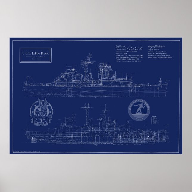 Affiche Plan de croiseur CLG-4 USS Little Rock (Devant)