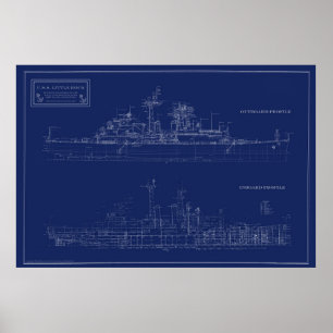 Affiche Plan de croiseur léger de la marine Little Rock