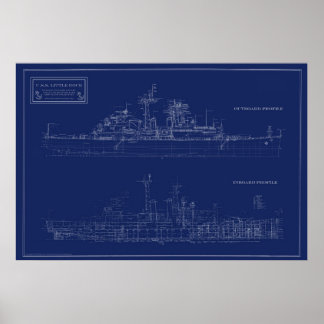 Affiche Plan de croiseur léger de la marine Little Rock