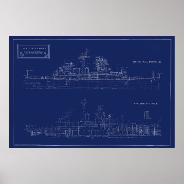 Affiche Plan de croiseur léger de la marine Little Rock (Devant)