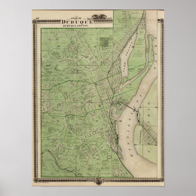 Affiche Plan de Dubuque, comté de Dubuque, État de l'Iowa (Devant)