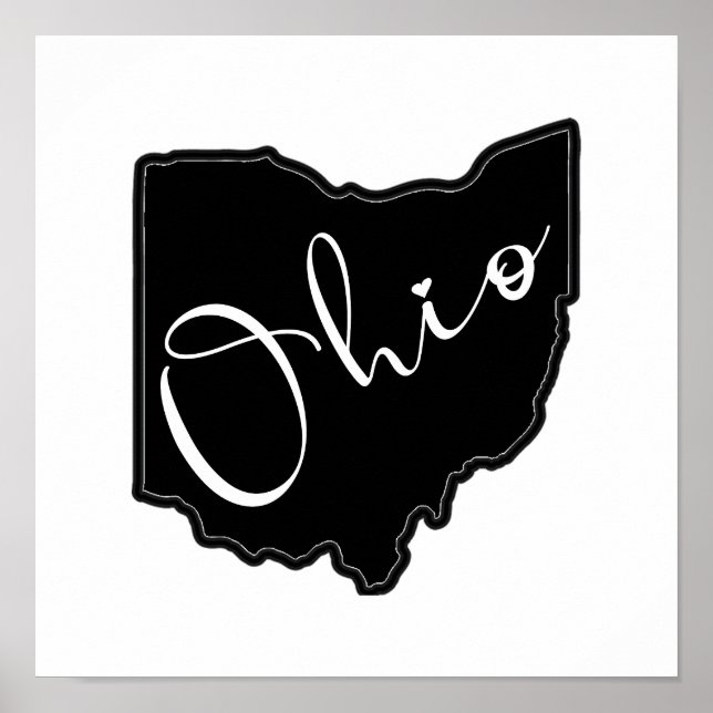 Affiche Plan de la forme de l'état de l'Ohio - Plan de l'O (Devant)