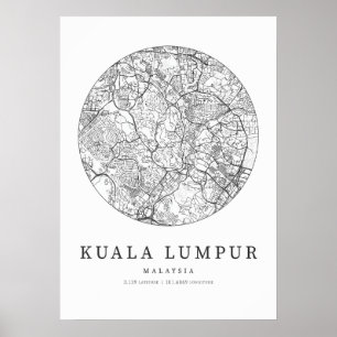 Affiche Plan de la rue Kuala Lumpur Malaisie