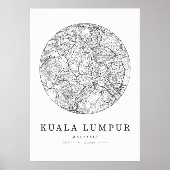 Affiche Plan de la rue Kuala Lumpur Malaisie (Devant)