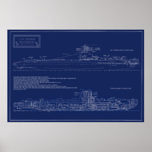 Affiche Plan de la sous-marine historique Croaker