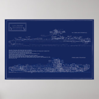 Affiche Plan de la sous-marine historique Croaker