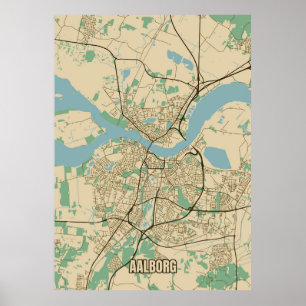 Affiche Plan de la ville d'Aalborg, Danemark