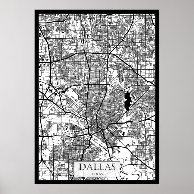 Affiche Plan de la ville de Dallas États-Unis (Devant)