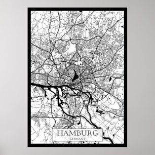 Affiche Plan de la ville de Hambourg Allemagne