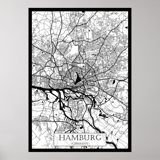Affiche Plan de la ville de Hambourg Allemagne (Devant)