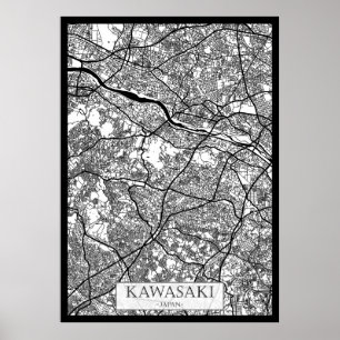 Affiche Plan de la ville de Kawasaki Japon