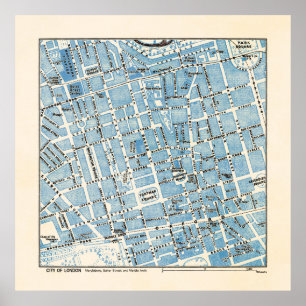 Affiche Plan de la ville de Londres - Marylebone, Baker St