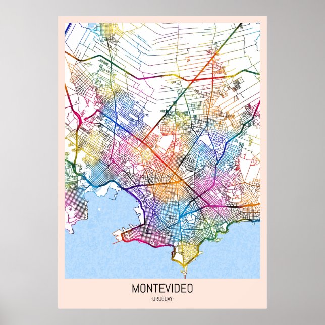 Affiche Plan de la ville de Montevideo Uruguay (Devant)