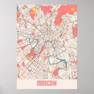 Affiche Plan de la ville de Moscou - Russie Chalk