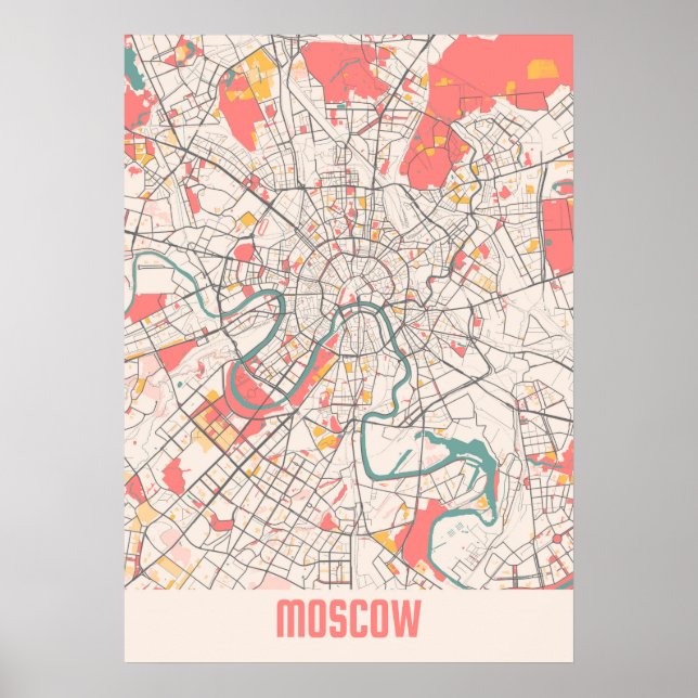 Affiche Plan de la ville de Moscou - Russie Chalk (Devant)