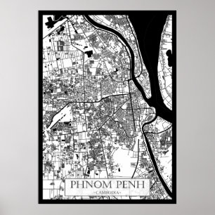 Affiche Plan de la ville de Phnom Penh Cambodge