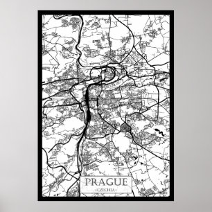 Affiche Plan de la ville de Prague en République tchèque