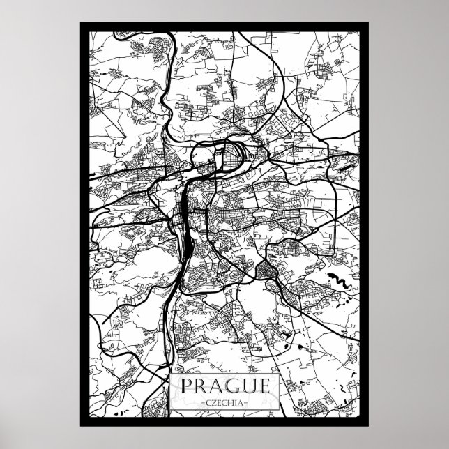 Affiche Plan de la ville de Prague en République tchèque (Devant)