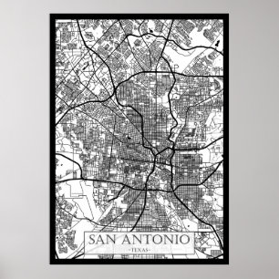 Affiche Plan de la ville de San Antonio États-Unis