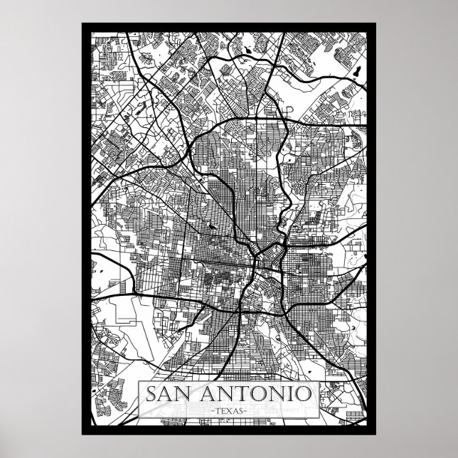 Affiche Plan de la ville de San Antonio États-Unis (Devant)