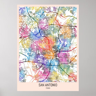 Affiche Plan de la ville de San Antonio États-Unis