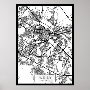 Affiche Plan de la ville de Sofia Bulgarie