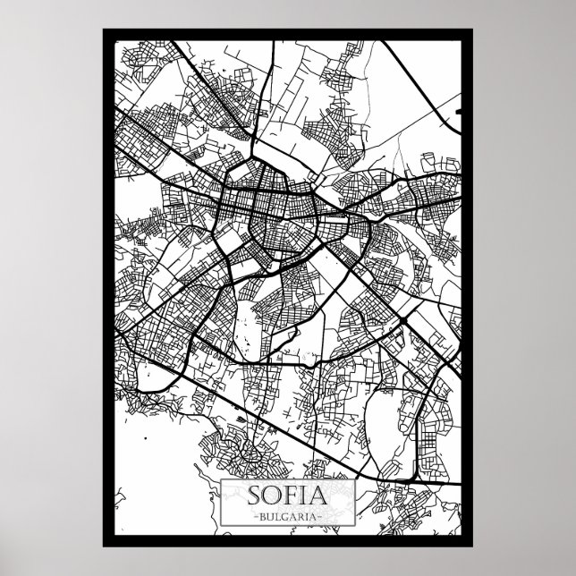 Affiche Plan de la ville de Sofia Bulgarie (Devant)