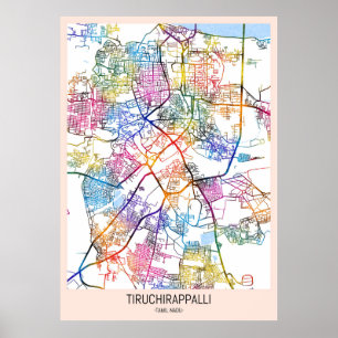 Affiche Plan de la ville de Tiruchirappalli Tamil Nadu