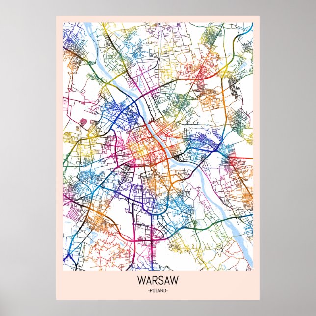 Affiche Plan de la ville de Varsovie Pologne (Devant)