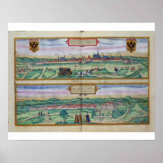 Affiche Plan de la ville de Vienne et Buda, de 'Civitates  (Devant)