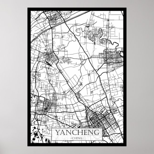 Affiche Plan de la ville de Yancheng en Chine (Devant)
