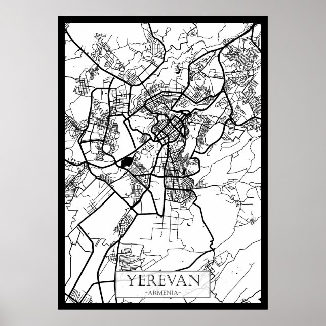 Affiche Plan de la ville d'Erevan Arménie (Devant)