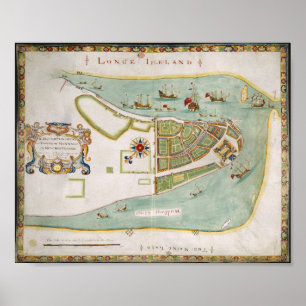 Affiche Plan de Long Island New York 1664
